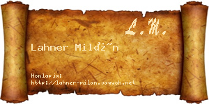 Lahner Milán névjegykártya